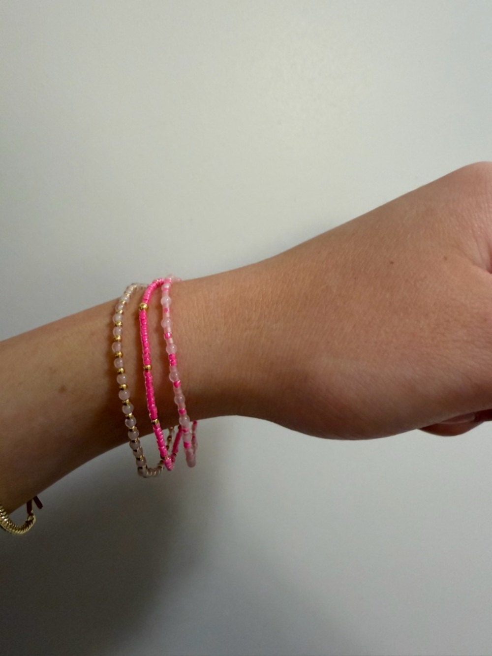 Gorjana Pink Beaded Layered Bracelet Set and Necklace